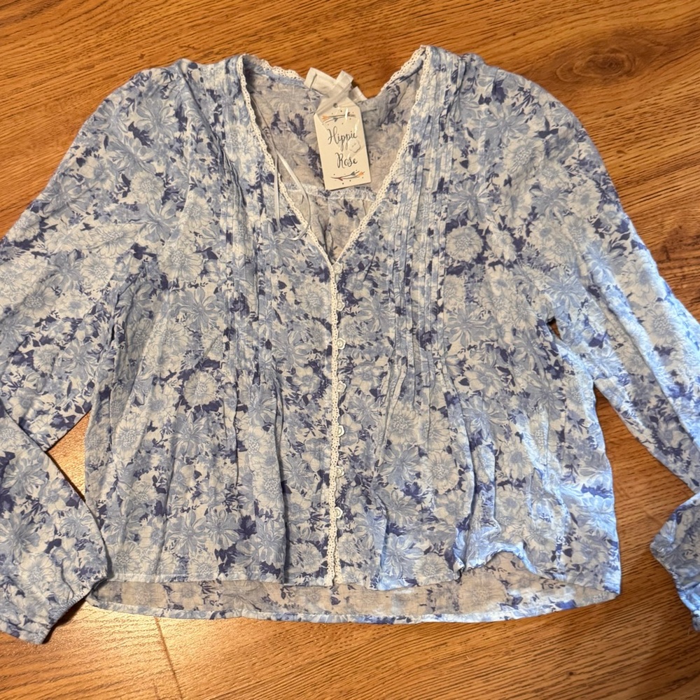 Hippie Rose Babydoll Cropped Top jrs sz Med